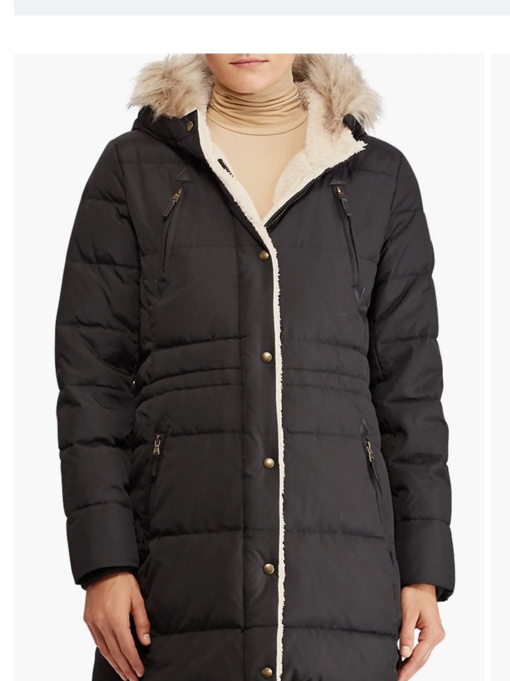 Faux Shearling Lined Down &
Feather Coat Ralph Lauren